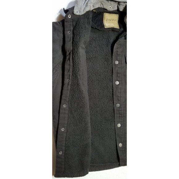 JACHS New York Snap Up Removable Hood Faux Fur Lined Black Canvas Jacket Men's M - Picture 6 of 14